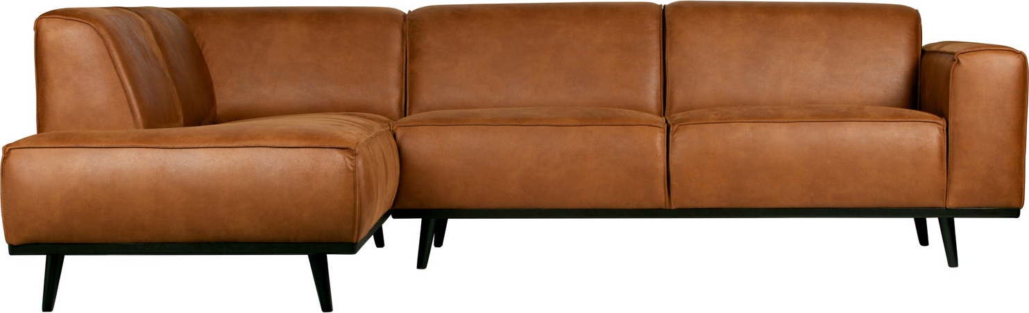 Hjørnesofa Woood Statement Venstrevendt Chaiselong Cognac Kunstlæder B274xd210xh77
