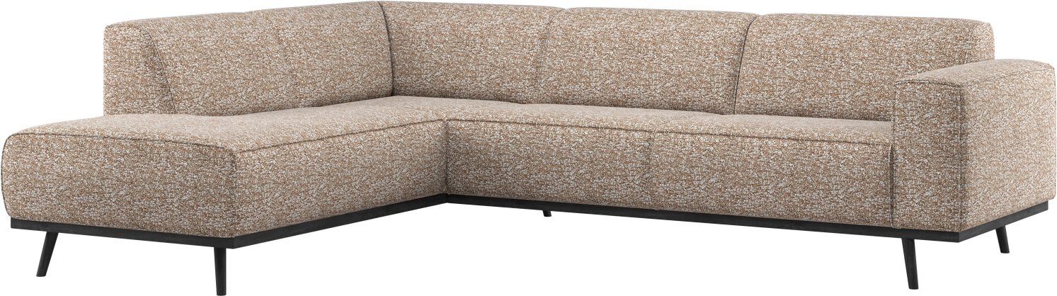 Hjørnesofa Woood Statement  -personers Lysebrun Melange 100  Polyester Benson Stof 274x210   Venstrevendt