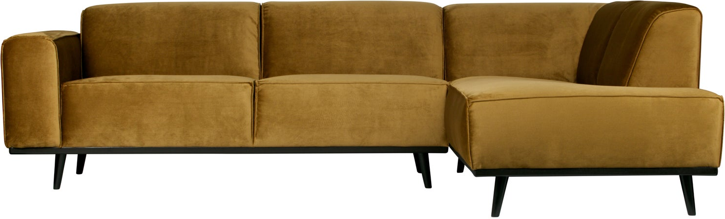 Hjørnesofa Woood Statement Honninggul Fløjl Velour 274x210   Højrevendt