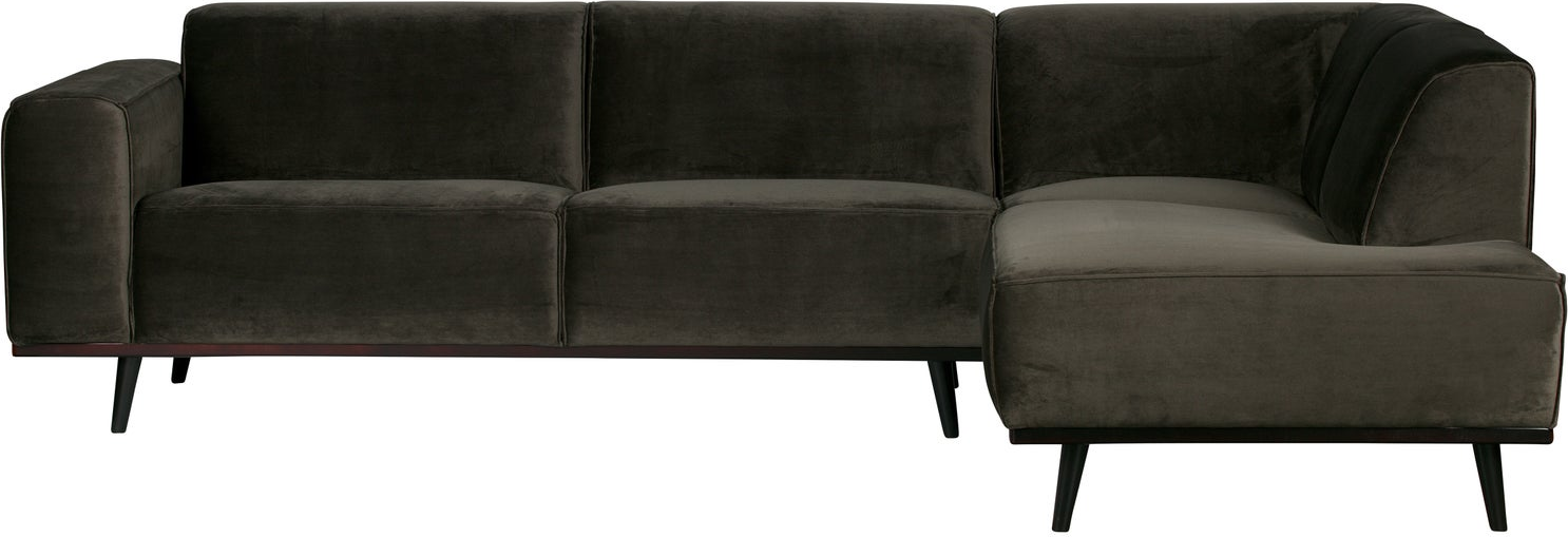 Hjørnesofa Woood Statement Højrevendt  Varm Grøn Velour  B274xd210xh77    Bonell-fjedre