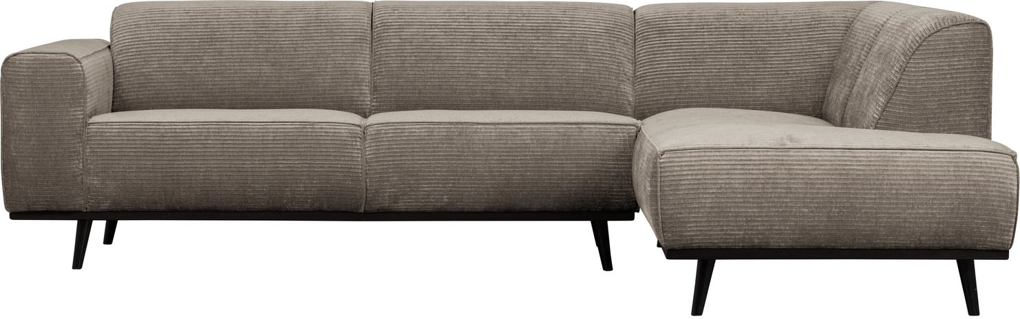 Hjørnesofa Woood Statement  Lergrå Ribstof Vævet Jacquard  Højrevendt 274x210