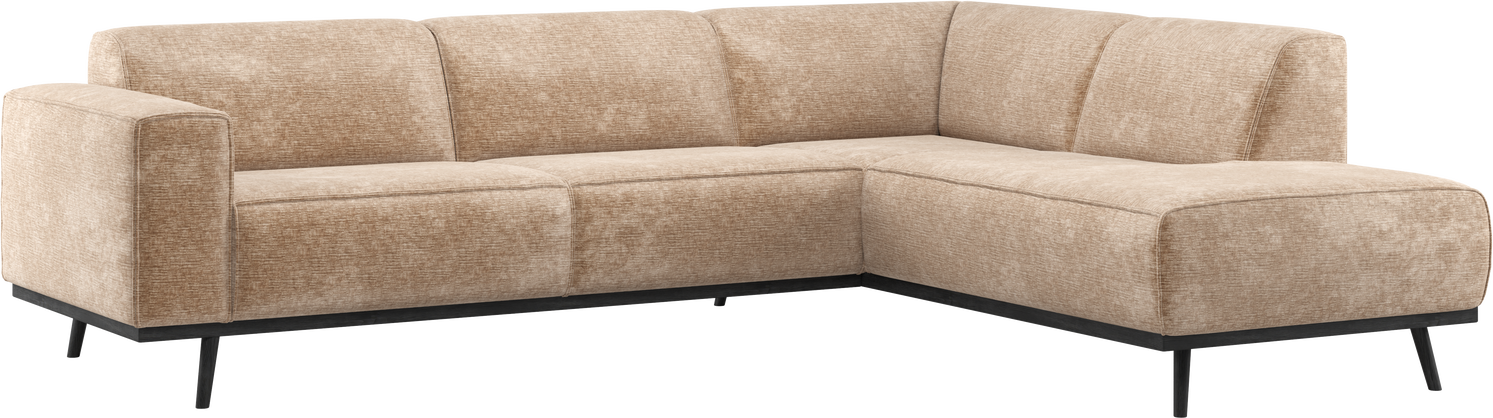 Hjørnesofa Woood Statement Velour-chenille 274x210   Lyserød Peach Højrevendt