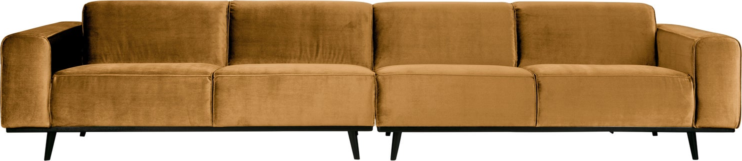 -personers Sofa Woood Statement Honninggul Velour 372   Blød  Fyldig Kvalitet