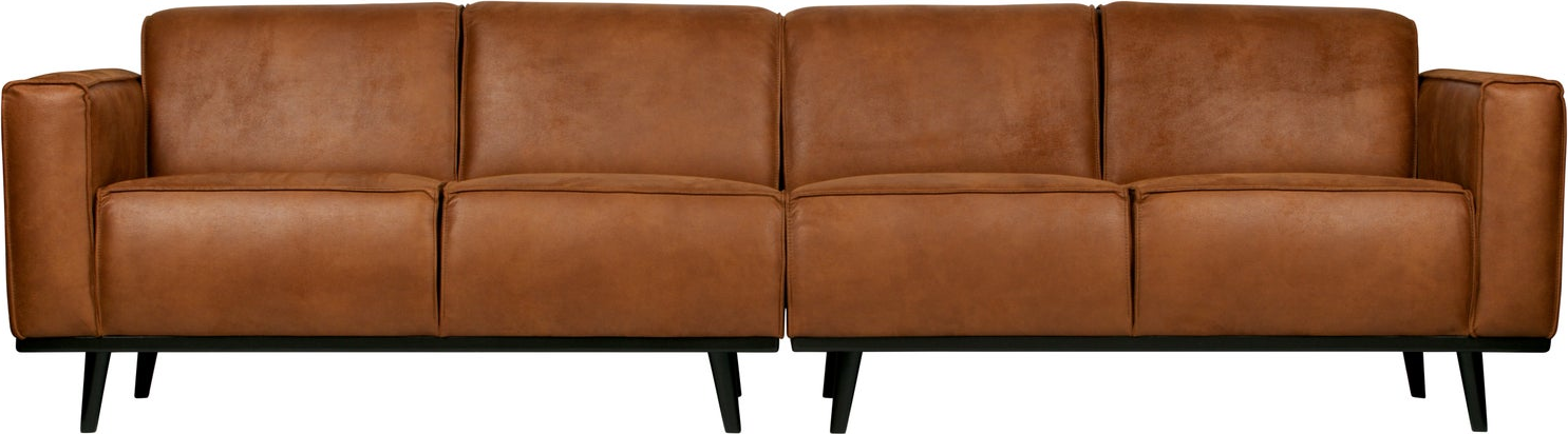 -personers Sofa Woood Statement Cognac Læderlook 280   Polyester Genanvendt Læder Høj Siddekomfort