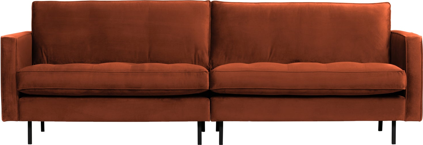 -personers Sofa Woood Rodeo Classic Velour Rust Fast Siddekomfort  Quiltede Siddepuder  Høje Metalben