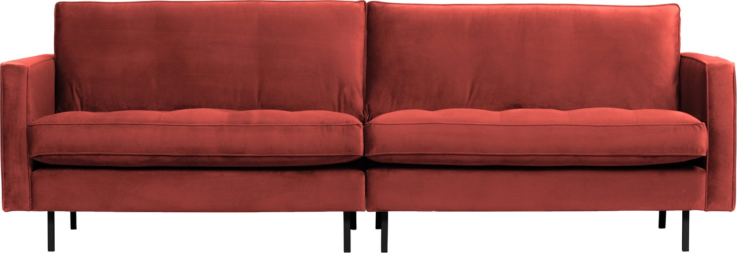 -personers Sofa Woood Rodeo Classic Kastanjebrun Velour 275   Fast Siddekomfort Quiltede Hynder