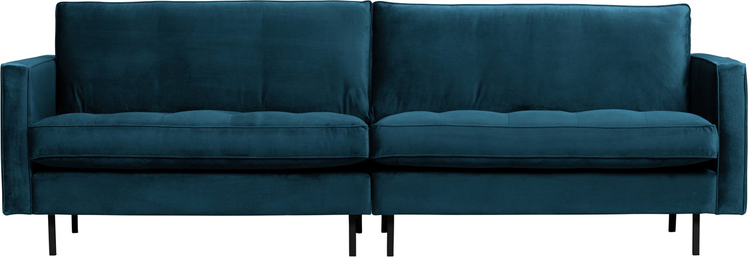 -personers Sofa Woood Rodeo  Blå Velour Jarra 275    Quiltede Sædehynder