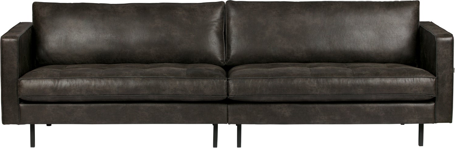 -personers Sofa Woood Rodeo Classic  Sort Ecoleather 70  Læder  275   Bred  Syede Sædehynder  Sorte Metalben