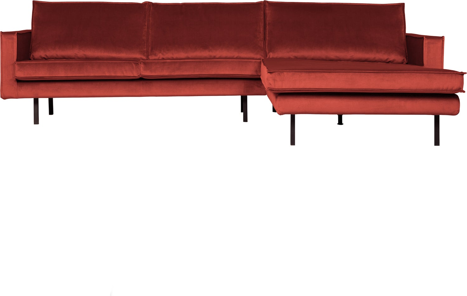 Loungemodul Loungesofa Woood Rodeo  Kastanjebrun Velour  Højrevendt Chaiselong  300x155    Fast Siddekomfort