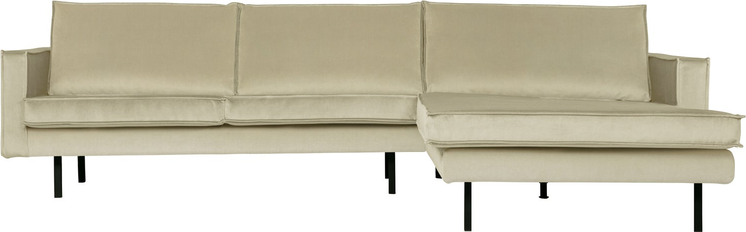 Loungesofa Woood Rodeo Højrevendt Chaiselong 85x300x155   Pistacie Velour Fast Komfort Slidstærk