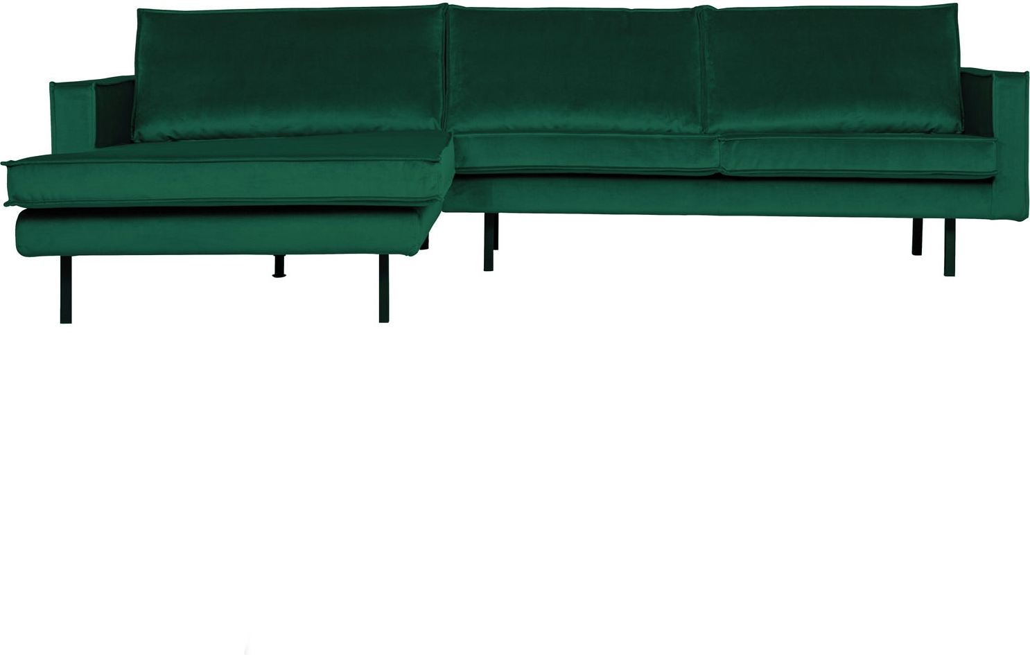 Loungesofa Woood Rodeo Venstrevendt Chaiselong 300x155   Skovgrøn Velour  -  Pers Metalben