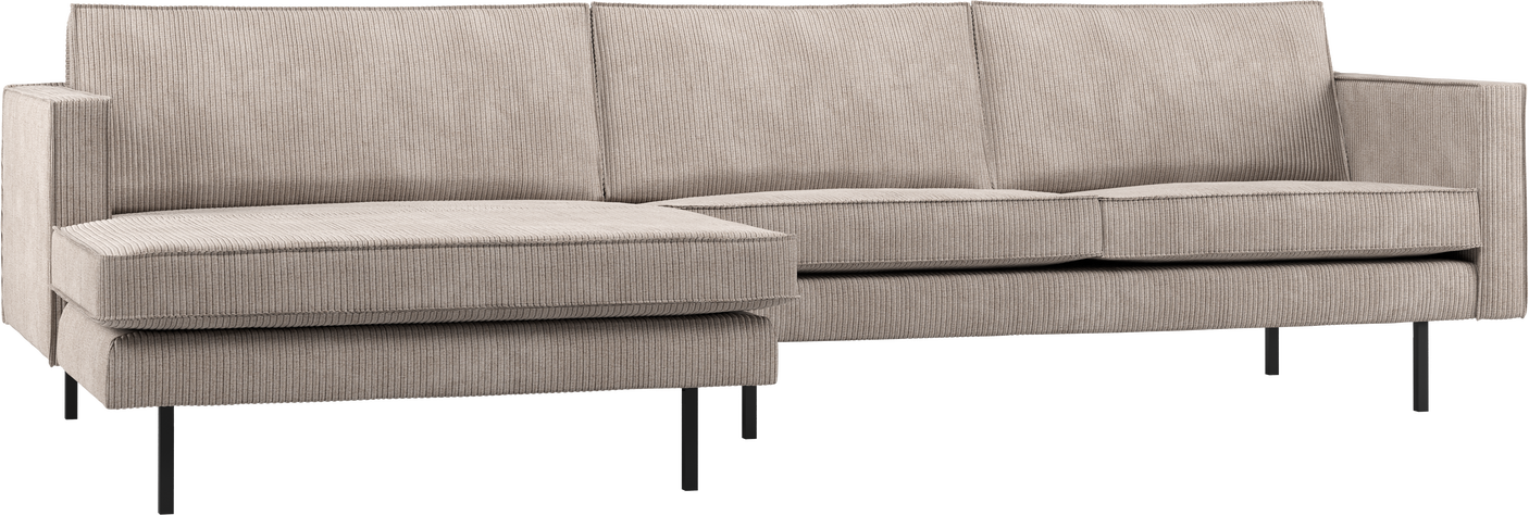 Loungesofa Woood Rodeo Venstrevendt Chaiselong 300   Mørk Sand Ribstof 100  Polyester Fast Siddekomfort