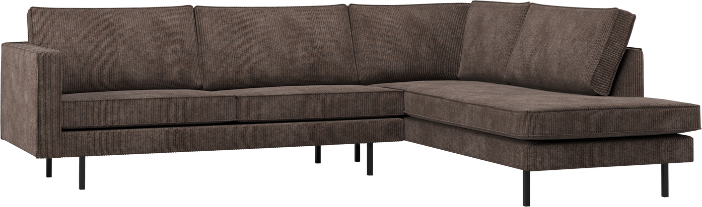 Hjørnesofa Woood Rodeo Højrevendt Chaiselong Brun Jacquardvævet Ribstof 266   213