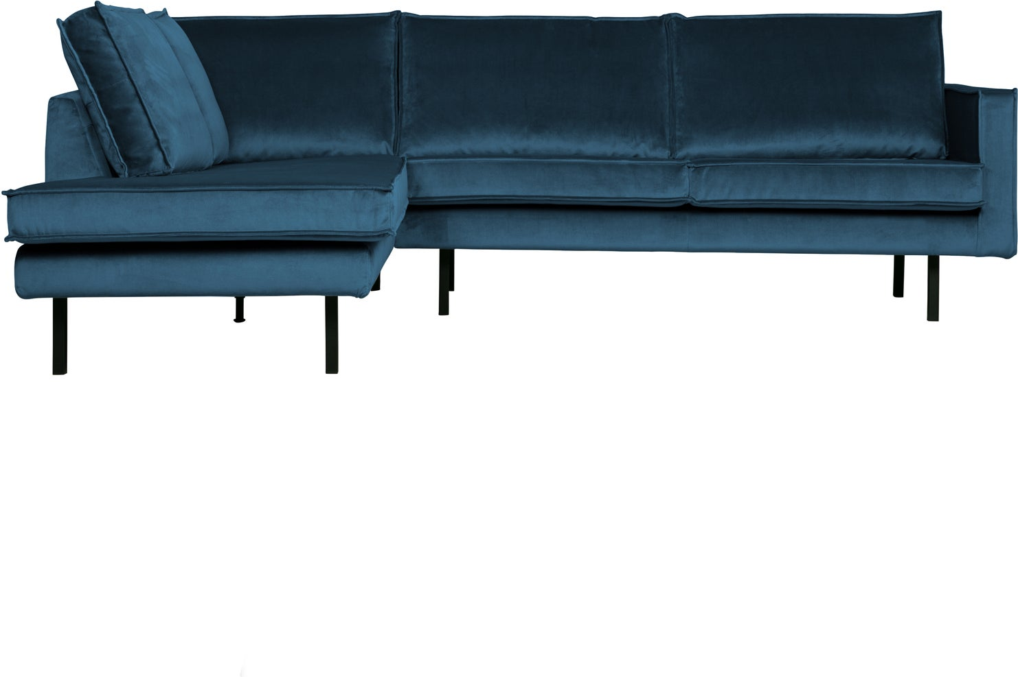 Loungesofa Hjørnesofa Woood Rodeo Venstre 266x213x85   Blå Jarra Velour Chaiselong