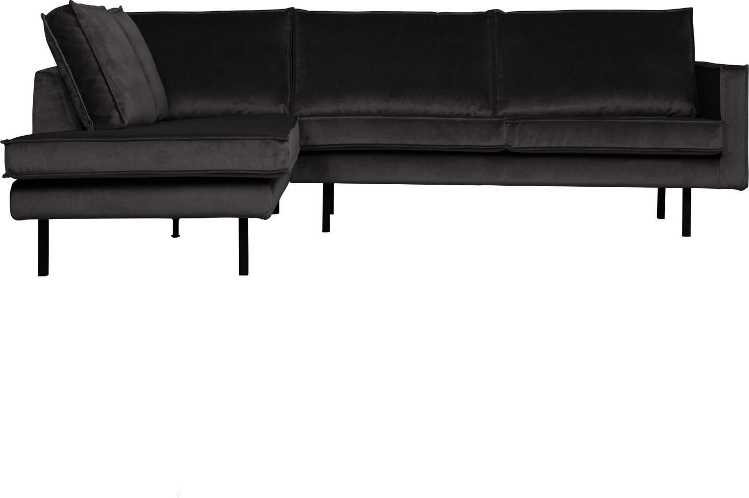 Hjørnesofa Loungesofa Woood Rodeo Venstrevendt Chaiselong  -personers Antracit Velour Metalben