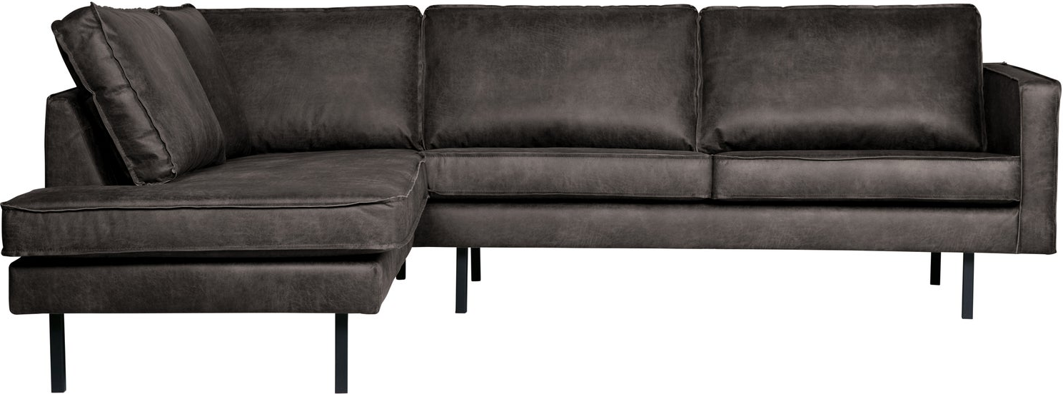 Hjørnesofa Woood Rodeo Venstrevendt  Loungesofa   Sort Ecoleather Genanvendt Læder  266x213x85