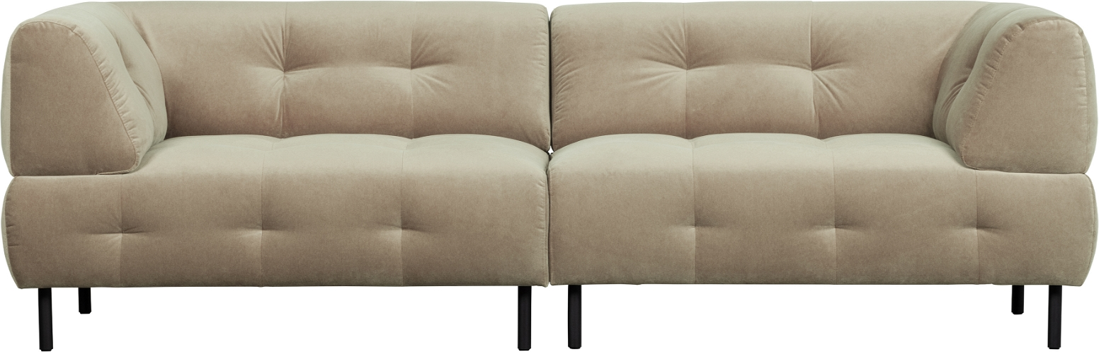 Elegant beige fløjlsofa til 4 - Fantastisk udsalg!