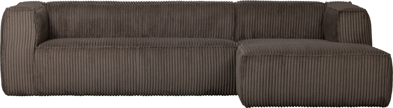 Elegant Hjørnesofa Woood Bean i Mørkebrun Ribfløjl