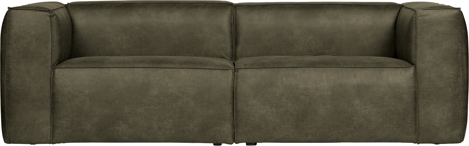 -personers Sofa Woood Bean Grøn Læderlook Fsc-stel H73xb246xd96