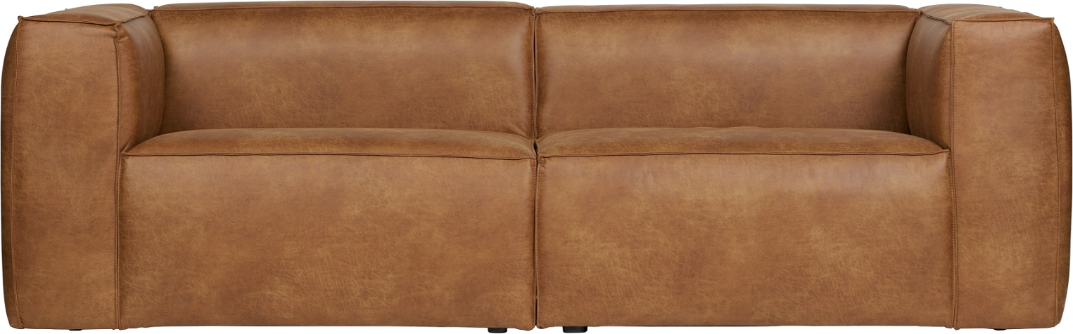 -personers Sofa Woood Bean   Lysebrunt Læderlook   B246   D96   H73