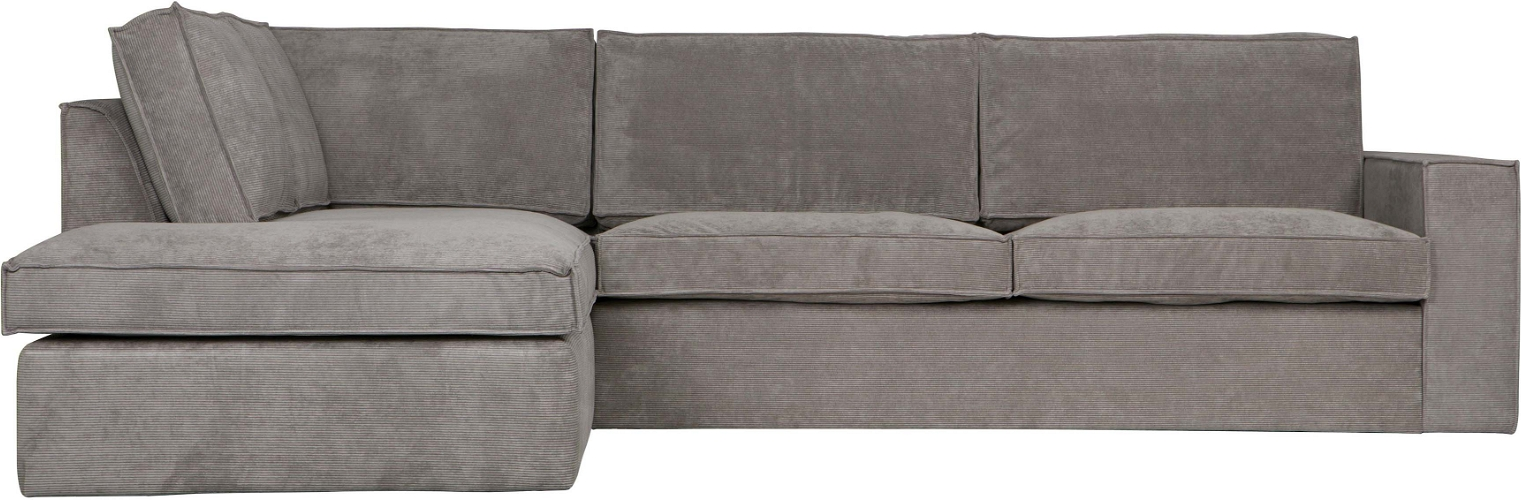 Elegant venstrevendt hjørnesofa i grå ribstof fra Woood