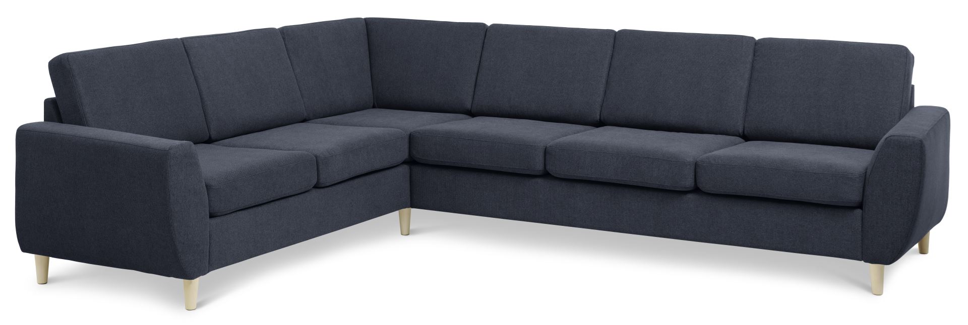 Wendy Set   Corner Hjørnesofa Blå Polyester Stof   Natur Træ
