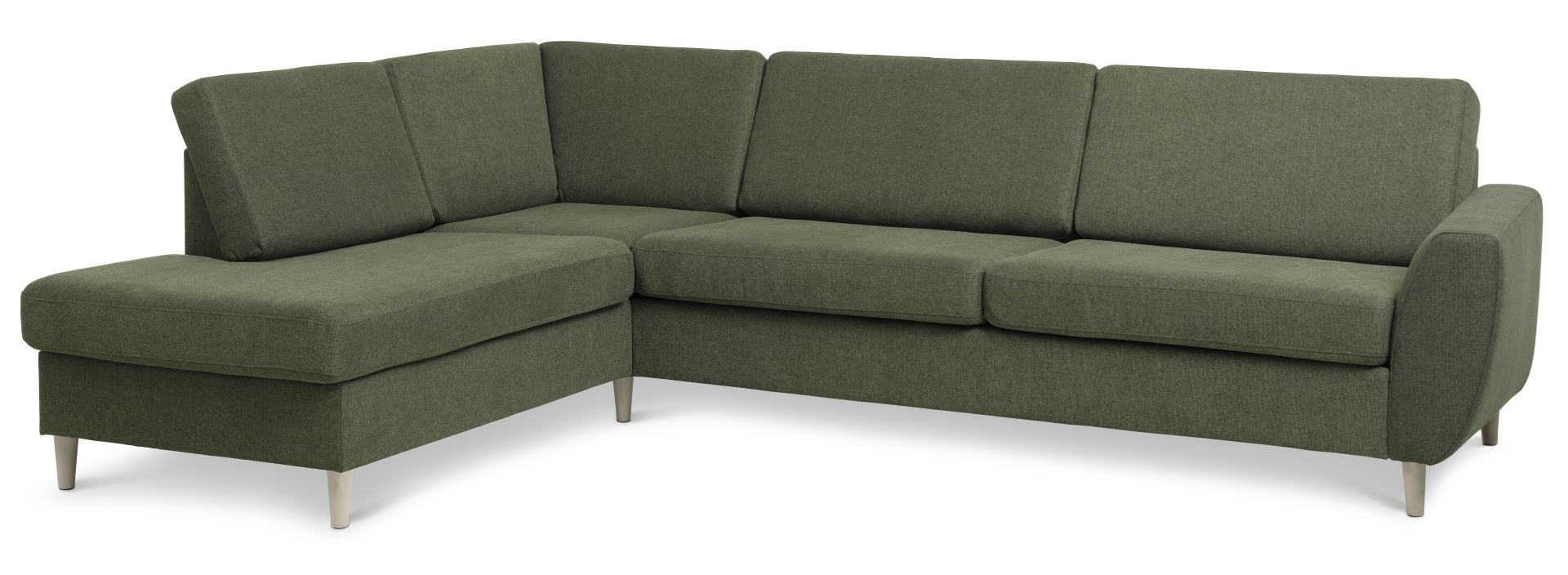 Wendy Set     Left Sofa     Chaiselong Vinter Mosgrøn Polyester Stof   Natur Træ