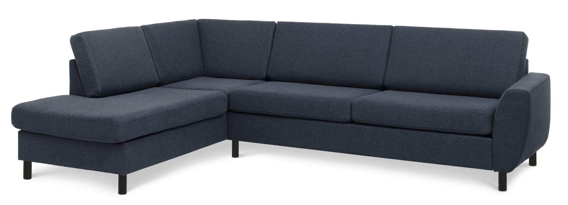 Wendy Set     Left Sofa     Chaiselong Blå Polyester Stof   Sort Træ