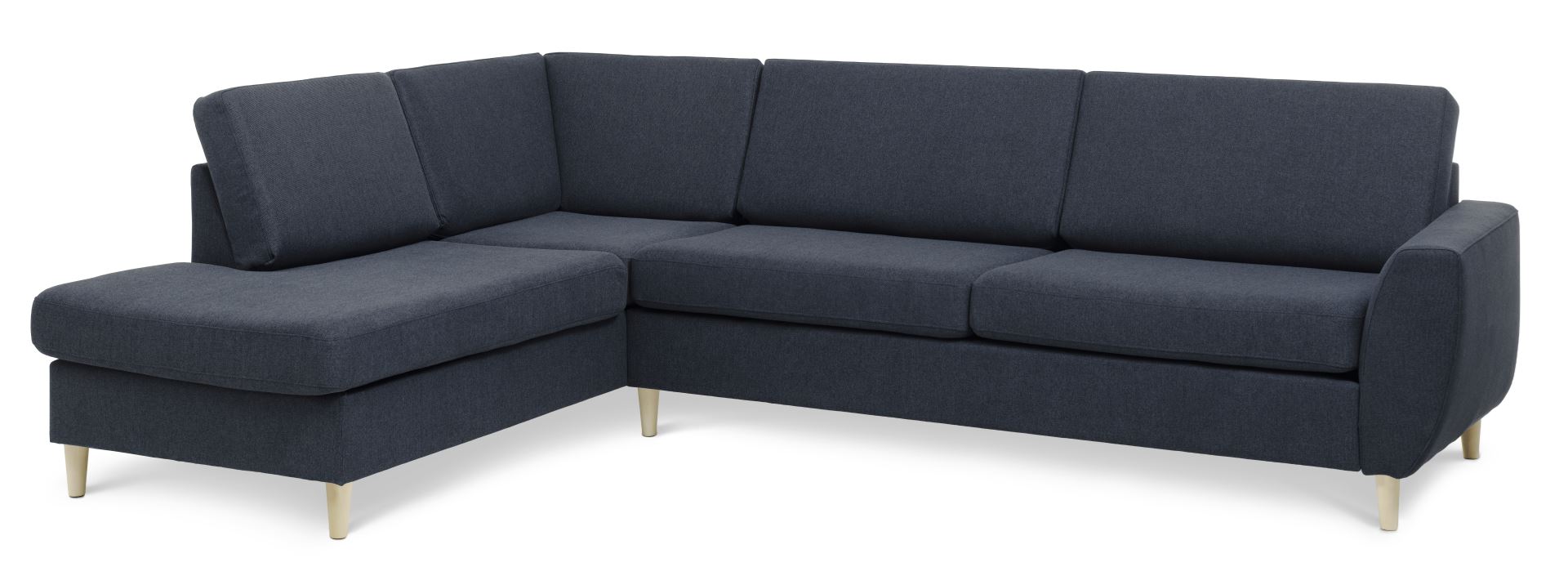 Wendy Set     Left Sofa     Chaiselong Blå Polyester Stof   Natur Træ