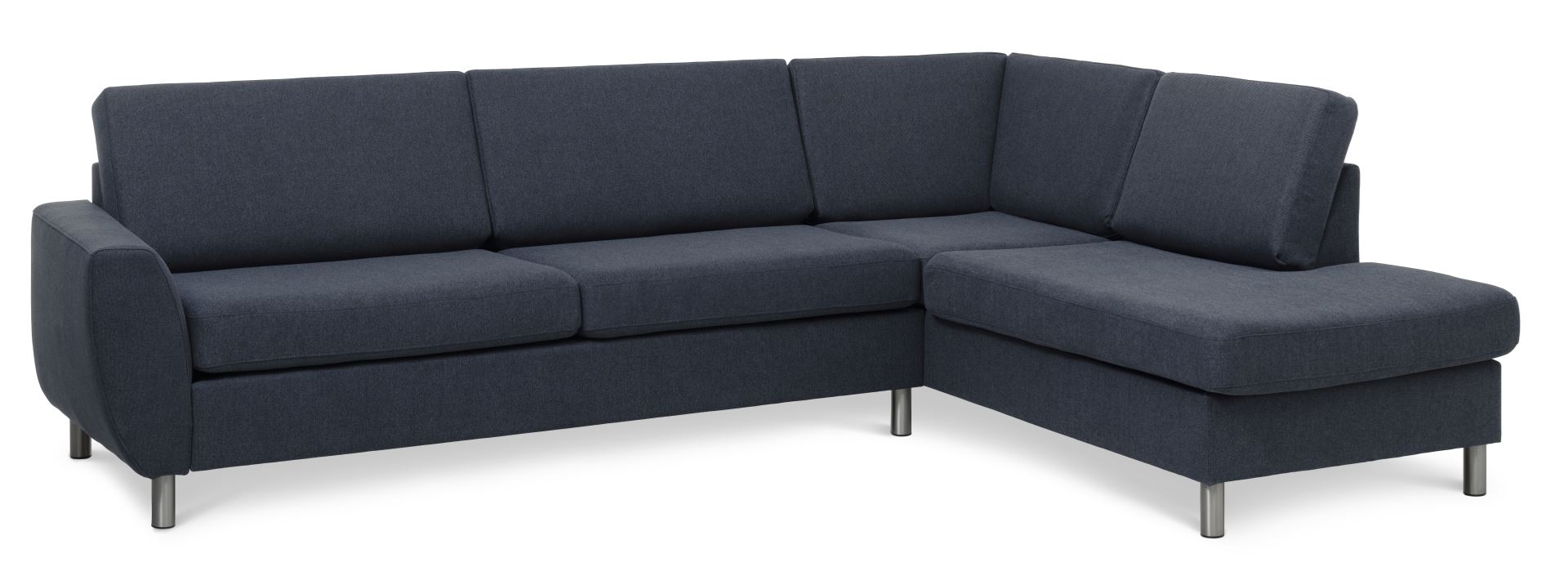 Wendy Set     Right Sofa     Chaiselong Blå Polyester Stof   Børstet Aluminium