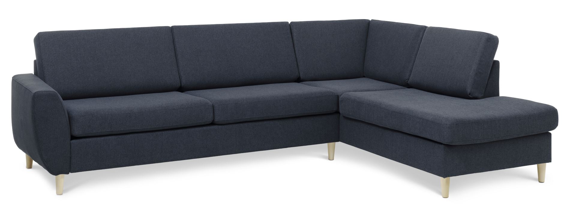 Wendy Set     Right Sofa     Chaiselong Blå Polyester Stof   Natur Træ