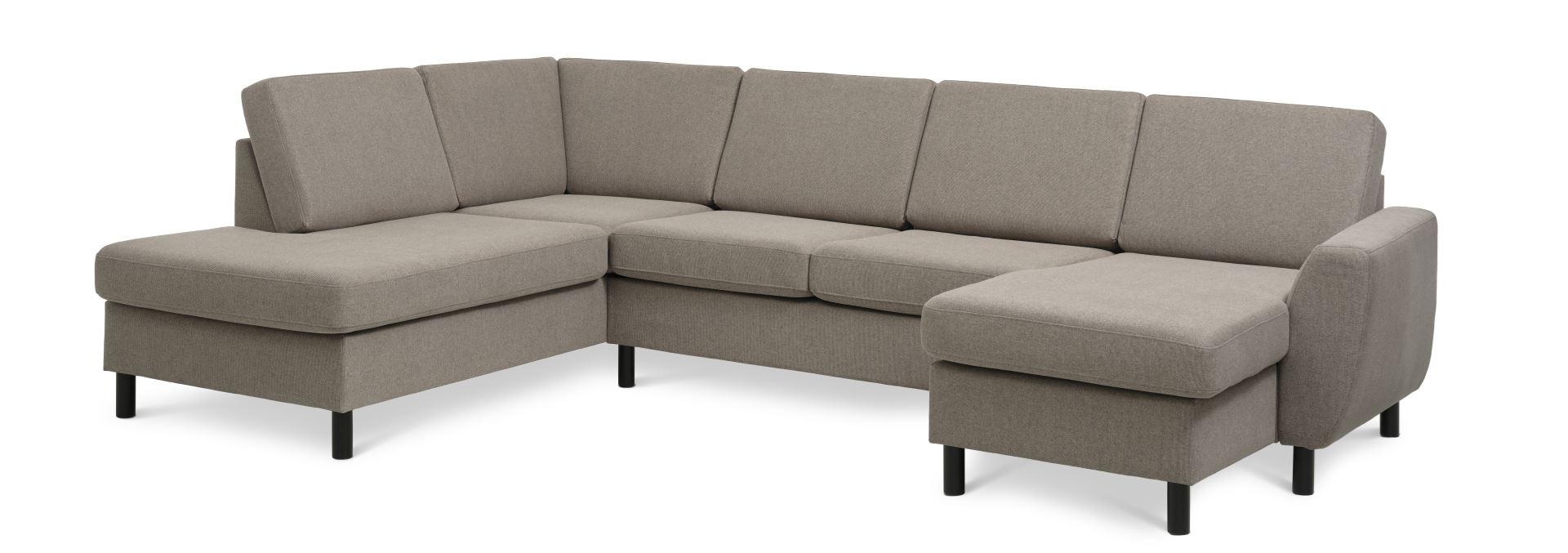 Wendy Set       Left Sofa     Chaiselong Antelope Beige Polyester Stof   Sort Træ