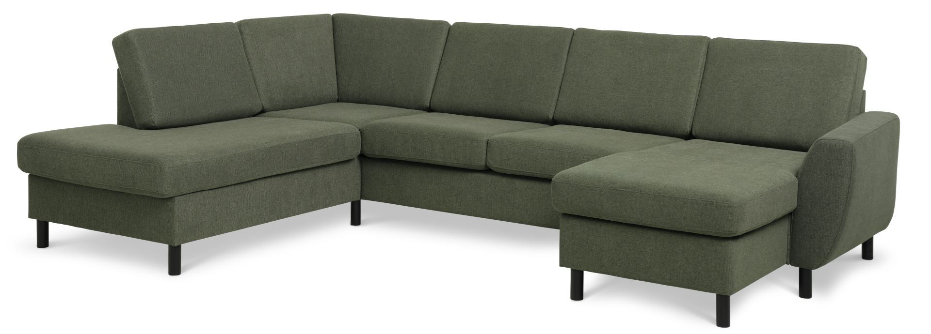 Wendy Set       Left Sofa     Chaiselong Vinter Mosgrønt Polyester Stof   Sort Træ
