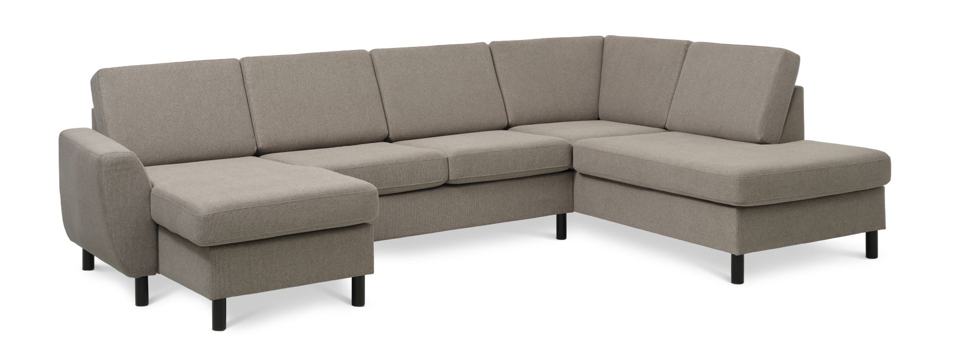 Wendy Set       Right Sofa     Chaiselong Antelope Beige Polyester Stof   Sort Træ