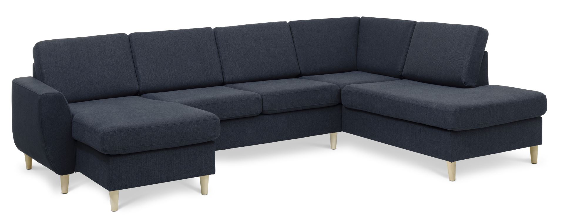 Wendy Set       Right Sofa     Chaiselong Blå Polyester Stof   Natur Træ
