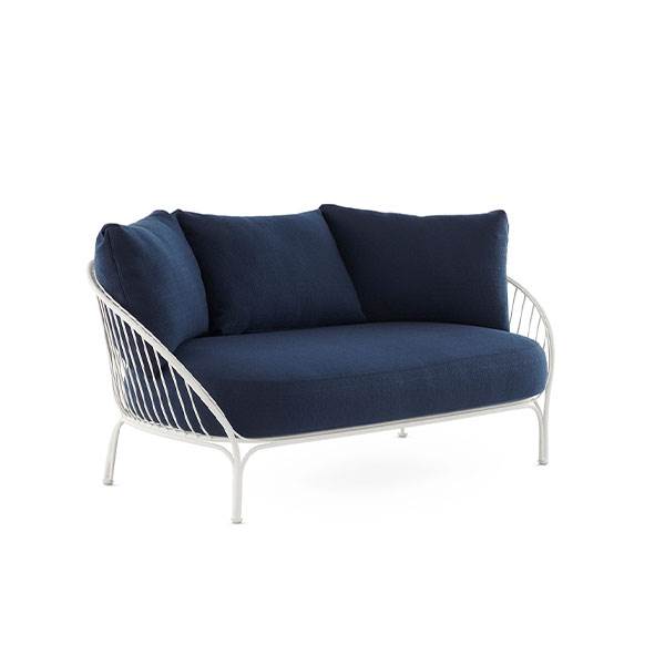 Kartell Hiray Loungesofa – Hvid Stel med Blå Hynder