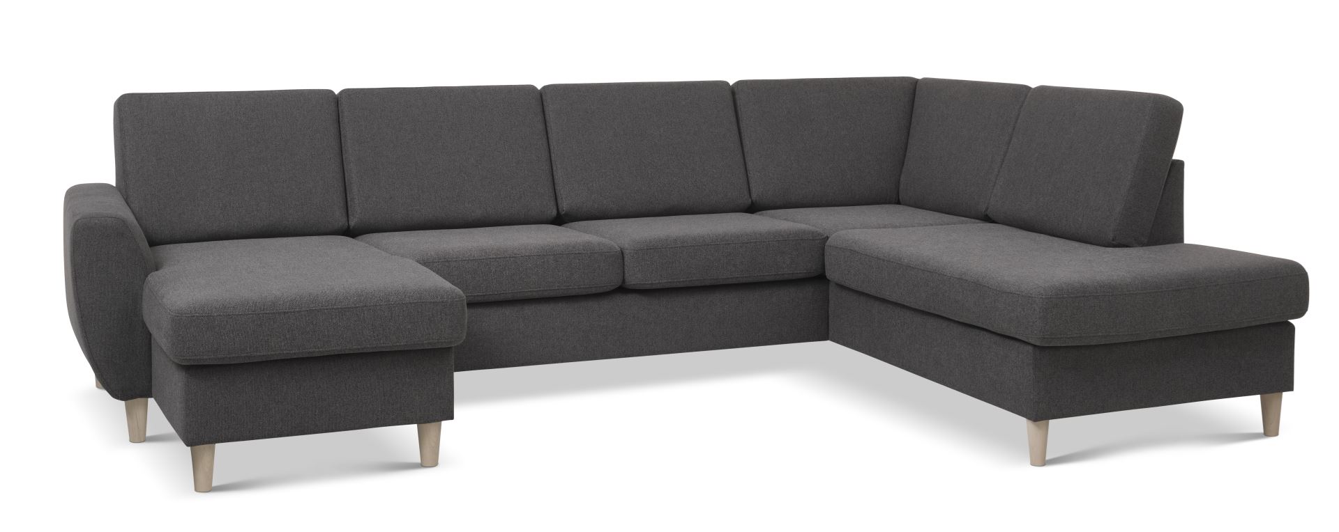 Wendy U-sofa med chaiselong i antracitgrå stof