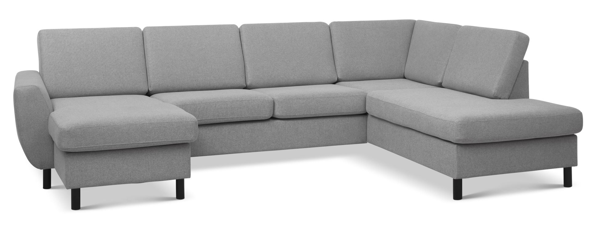 Wendy U-sofa med chaiselong i grå polyester og sort træ