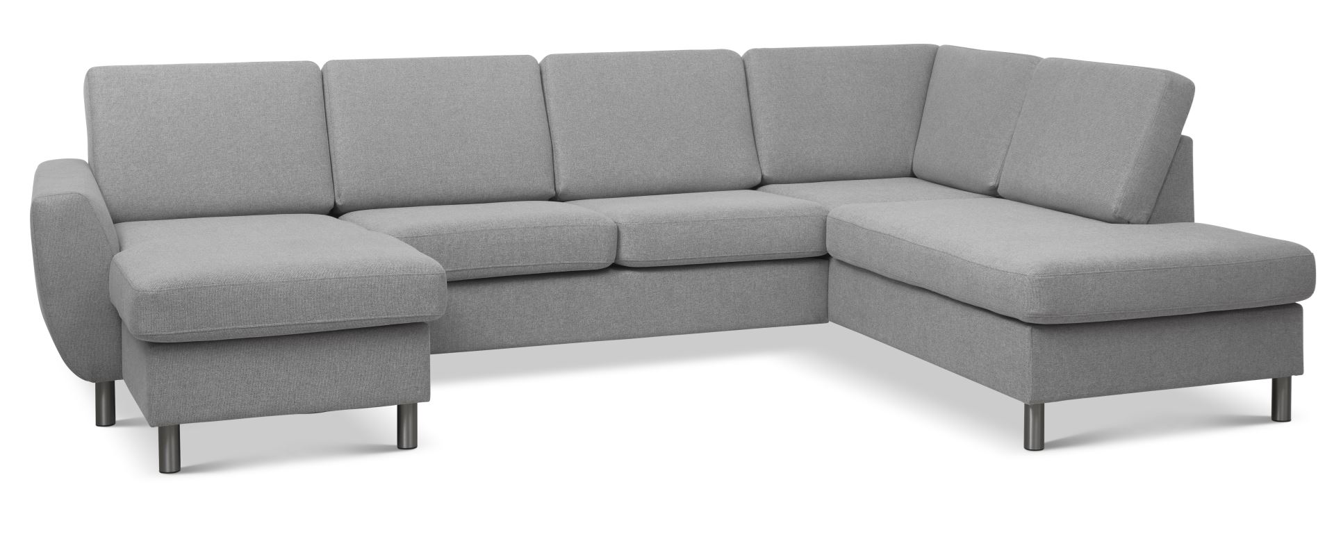 Wendy Set       Right Sofa     Chaiselong Grå Polyester Stof   Børstet Aluminium