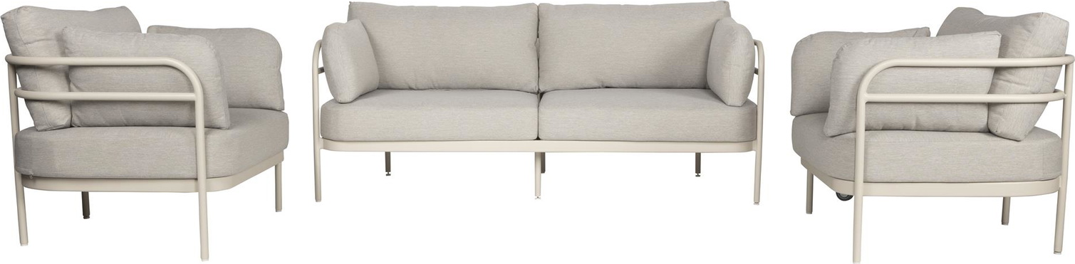 Udendørs Loungesæt   Sofasæt Zuiver Vista  -personers   Lysgrå Olefinfiber Med Aluminiumstel   Beige Polyurethanhynder