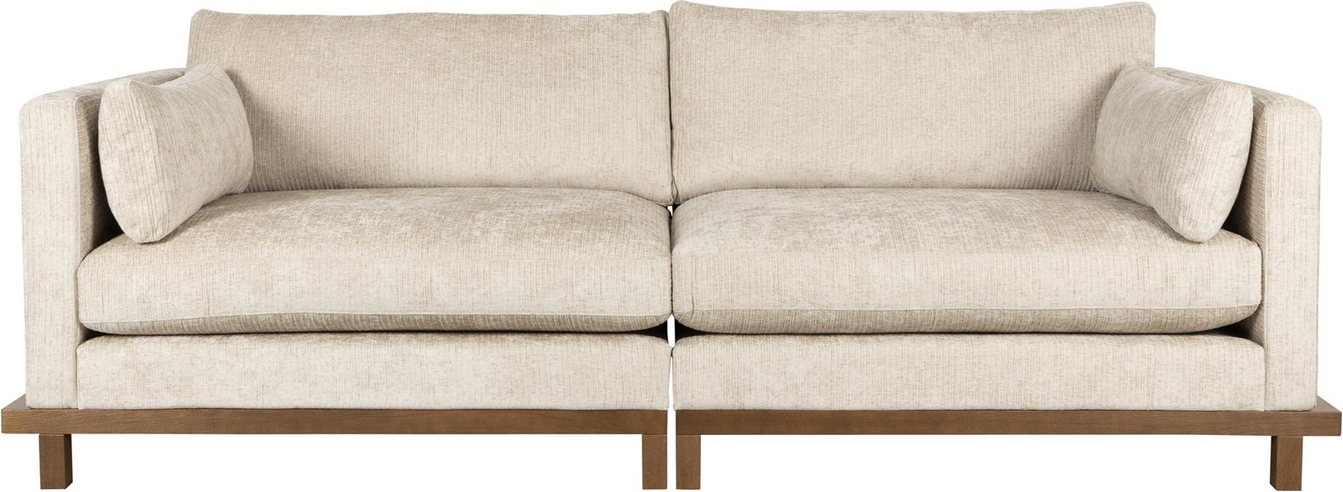 -personers Sofa Zuiver Blossom Lysgrå Japandi-stil Stof Egetræsfundament