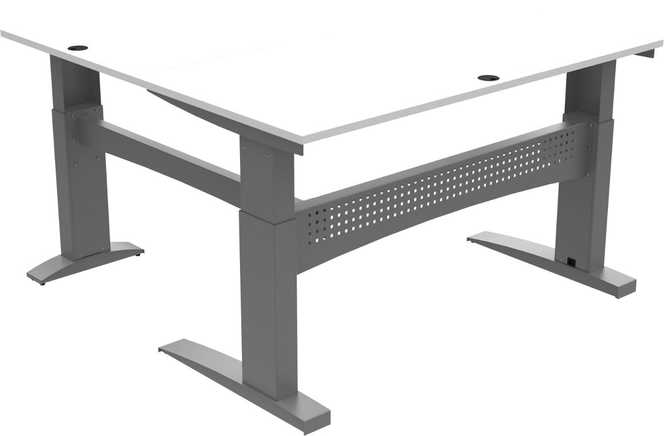 Hæve-/Sænkebord Zennord Flexdesk – Hvid/Sølv Tilbud!
