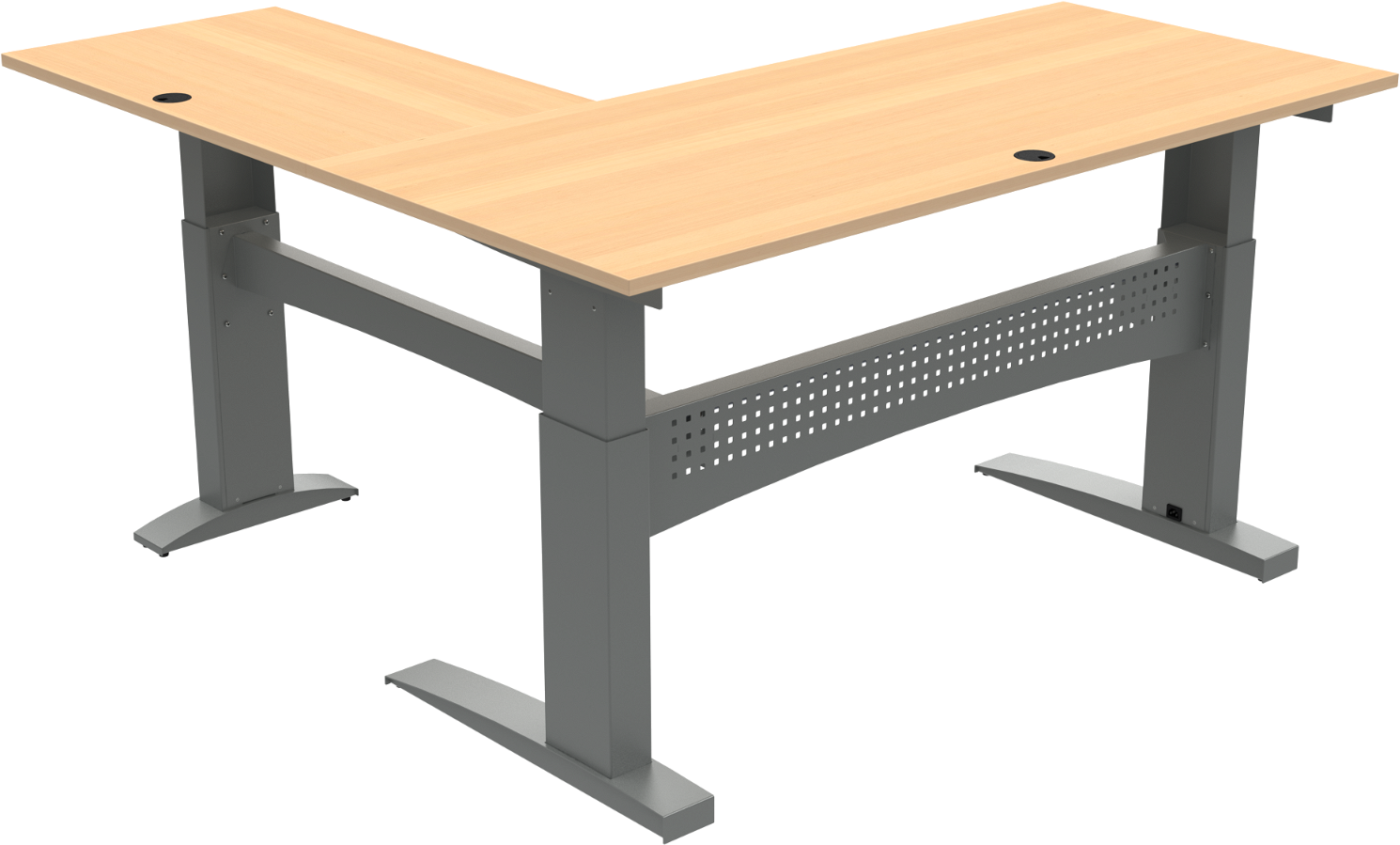 Trebenet Hæve-/Sænkebord Zennord Flexdesk – Natur/Sølv