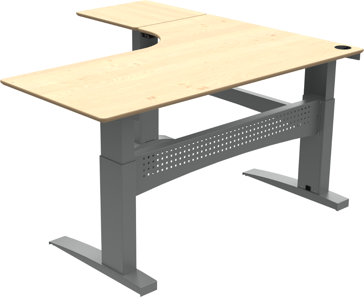 Ergonomisk L-formet Hæve-Sænkebord til Venstrehåndede