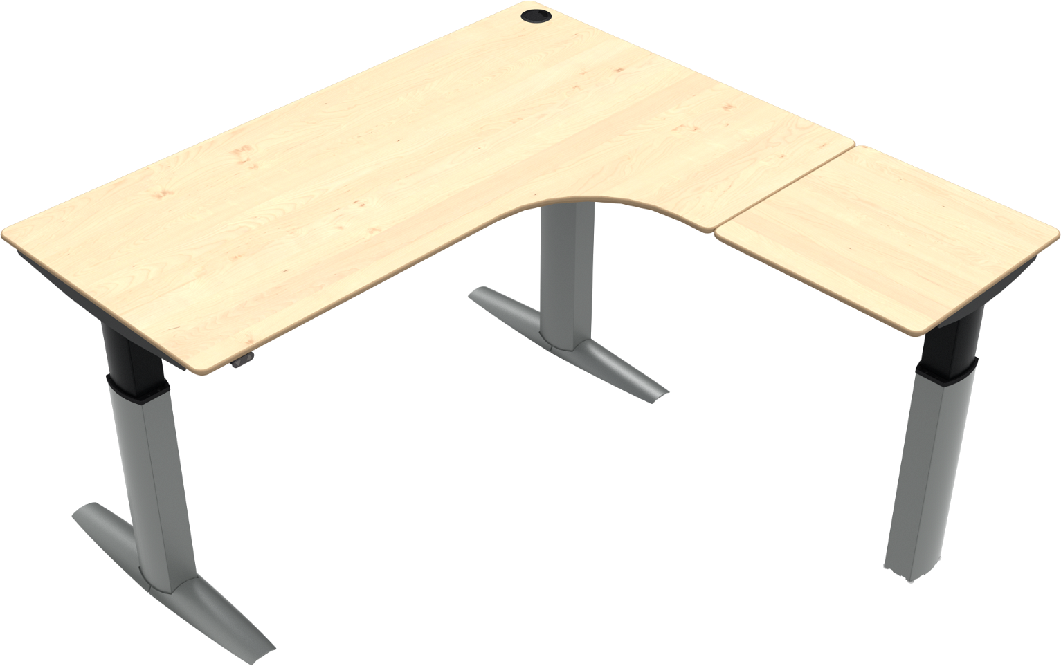 Ergonomisk L-formet hæve-/sænke bord i ahorn - Komfort!