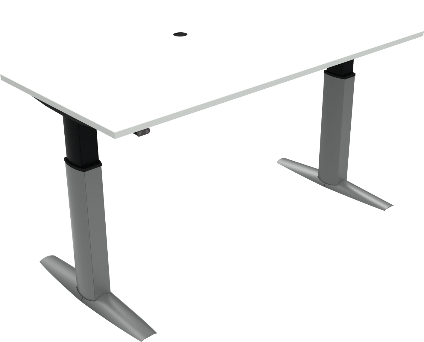 Ergonomisk Hæve-Sænkebord Zennord – Hvid/Sølv 180x80 cm