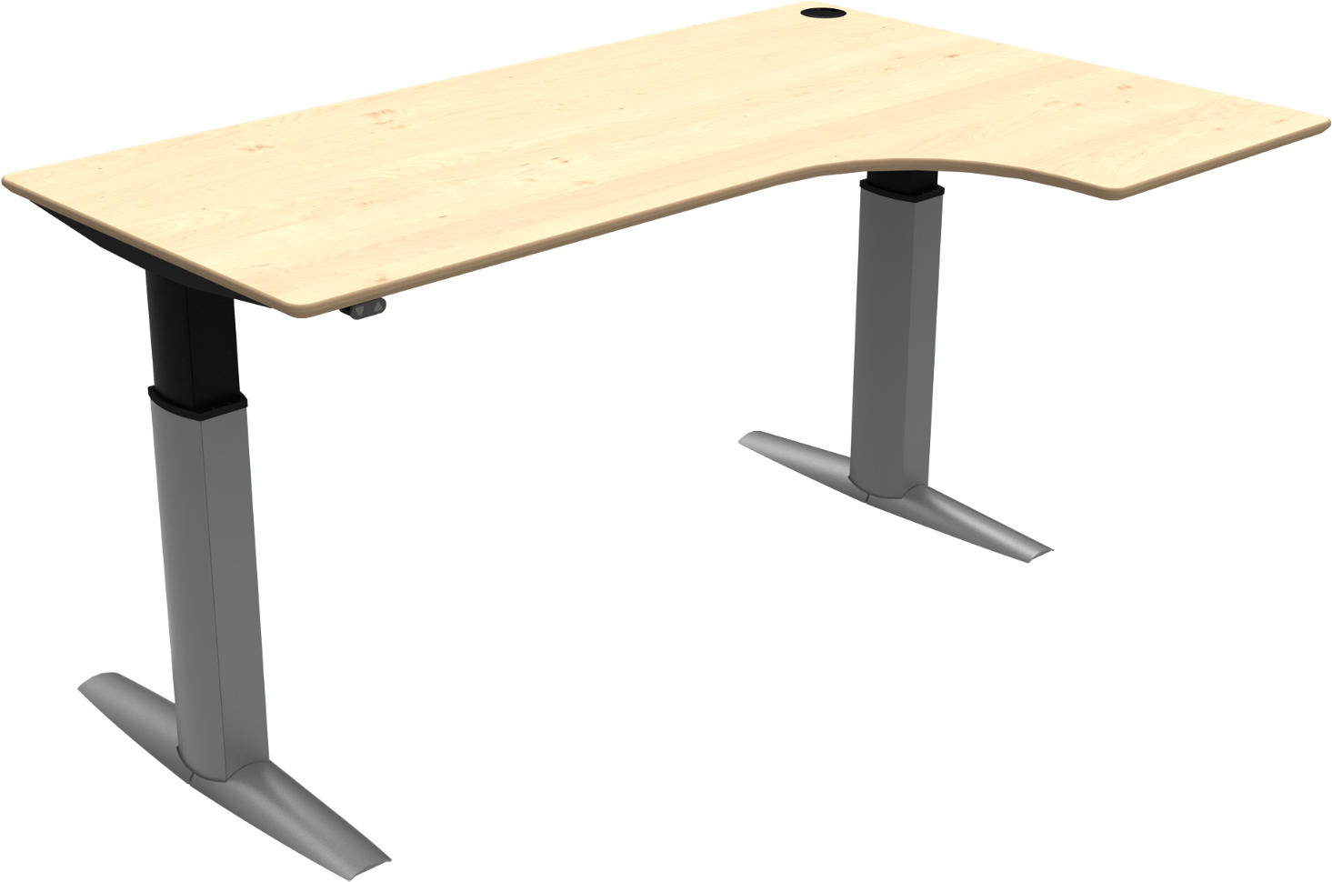 Elegant L-formet hæve-/sænkebord i ahorn til kontor