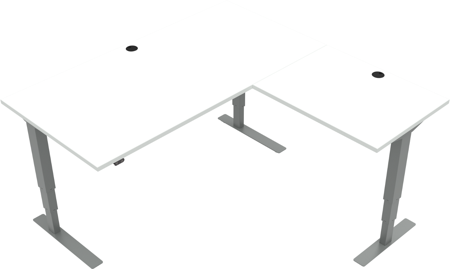 Ergonomisk Elektrisk Hæve-Sænkebord - Hvid/Sølv 160x160 cm