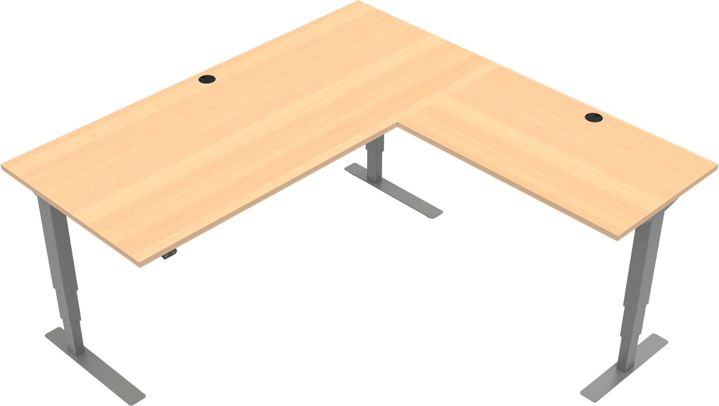 Trebenet Hæve-/Sænkebord Zennord i Bøg Sølv – Elegant Design