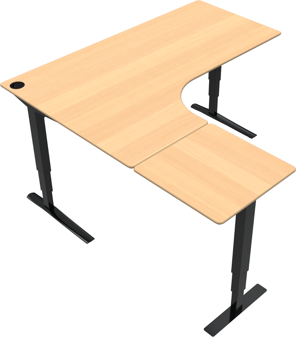 Hæve-sænkebord  -form Tre-bens Zennord Rise Rest Natur Sort 125x180x180